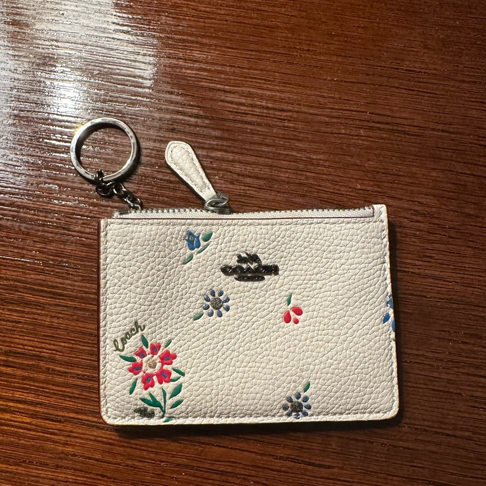 Coach White Leather Floral ID wallet